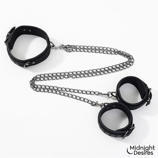 Collar con Esposas para Tobillos con Cadena