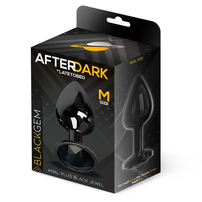 Blackgem Plug Anal Metalico con Joya Color Negro Talla M