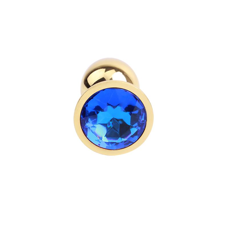Plug Anal Dorado con Gema Azul