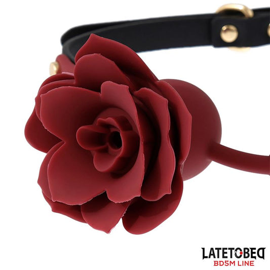 Mordaza Bola Silicona Transpitable Adorno Rosa Ajustable 47 56 cm