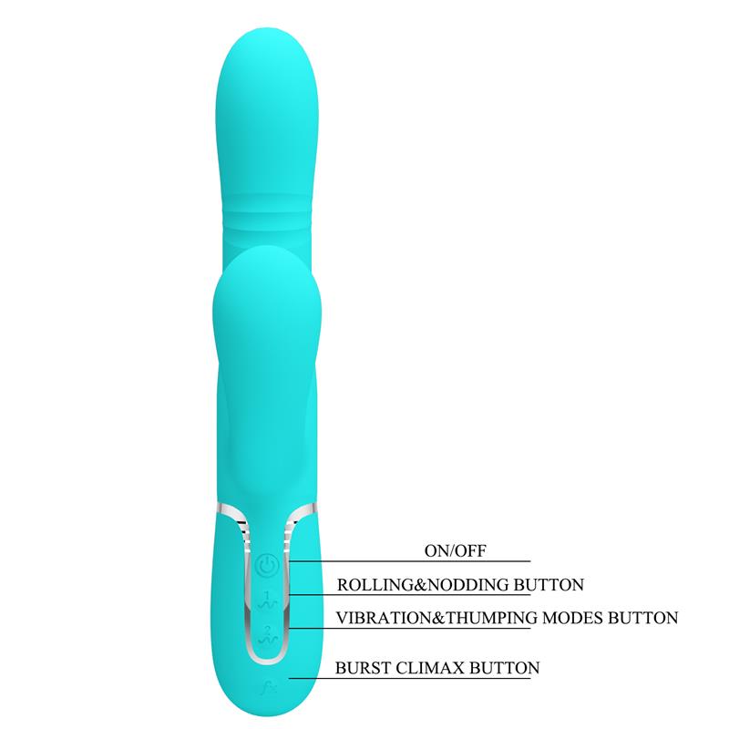 Mariana Vibrador 4 en 1 Silicona Turquesa