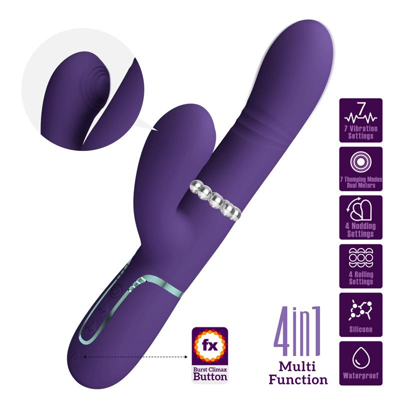 Mariana Vibrador 4 en 1 Silicona Morado