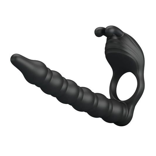 Blackney Anillo Vibrador con Plug Silicona Negro