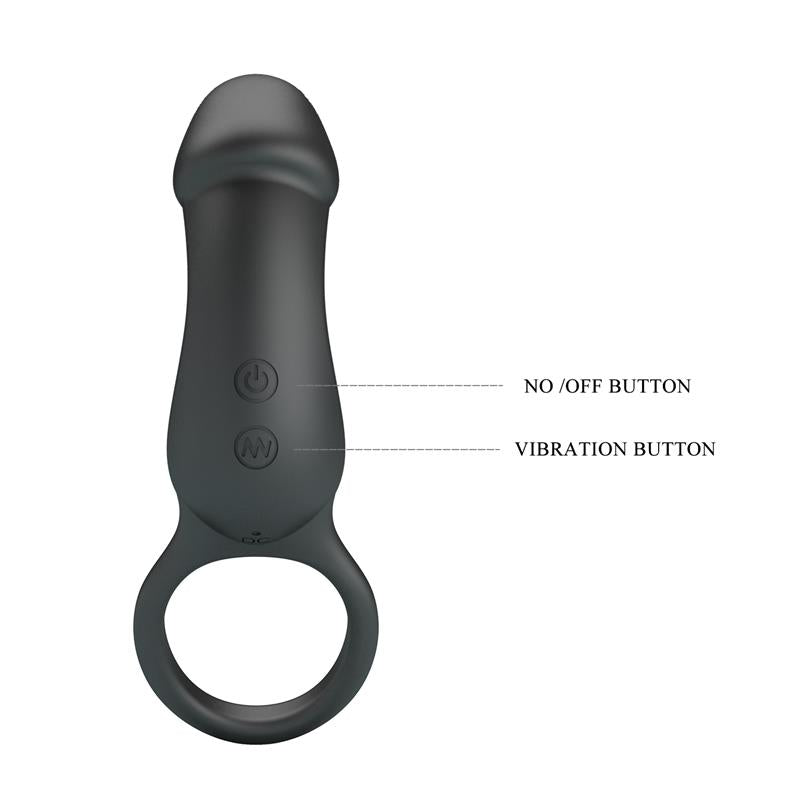 Trae Anillo Vibrador Silicona USB Negro