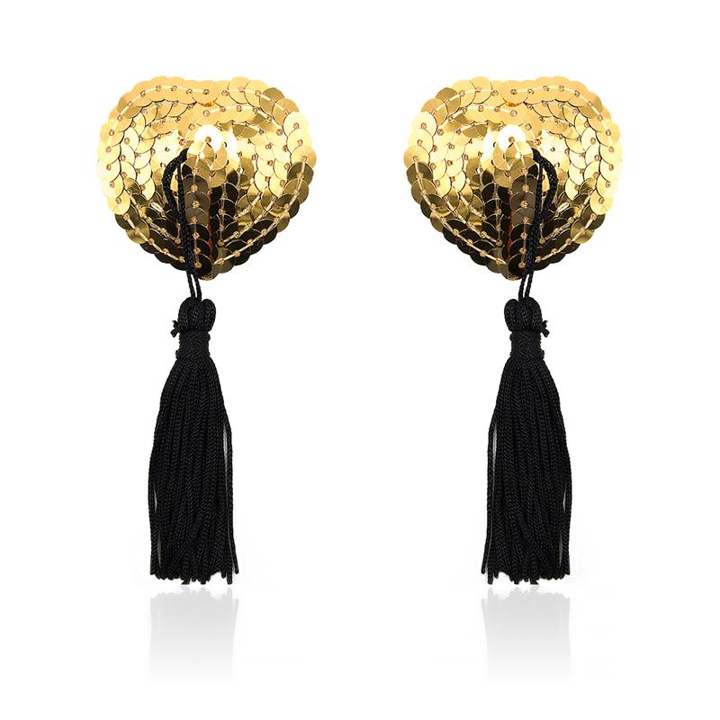 Pezonera de Corazon con Lentejuelas Doradas