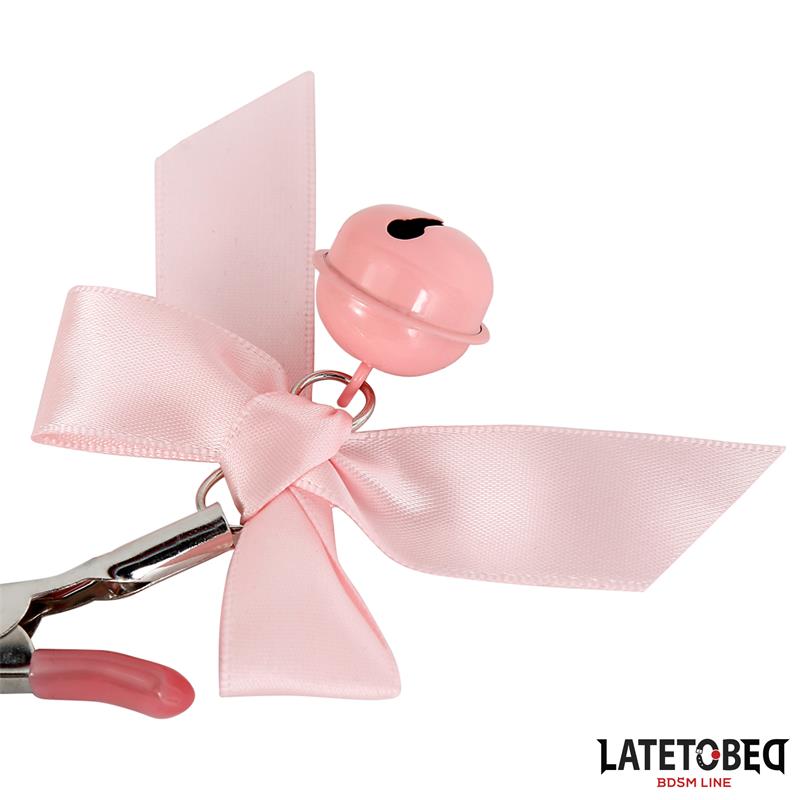 Pinzas para Pezones Lazo y Cascabel Rosa