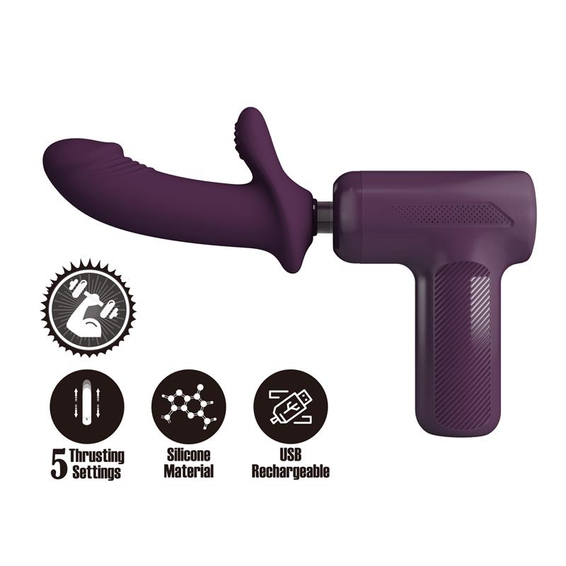 Dj Scholar Pistola de Masaje con Dildo Funcion Empuje Purpura