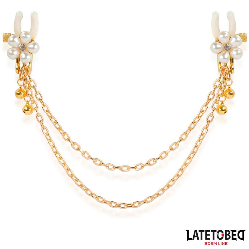 Pinzas para Pezones con Cadena y Flor de Perlas