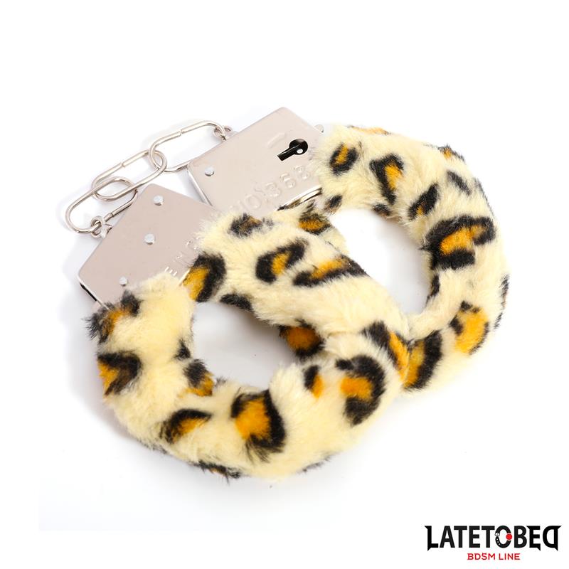 Esposas de Metal Furry con Pelo Animal Print Leopardo