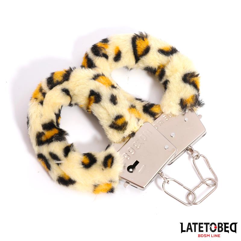 Esposas de Metal Furry con Pelo Animal Print Leopardo
