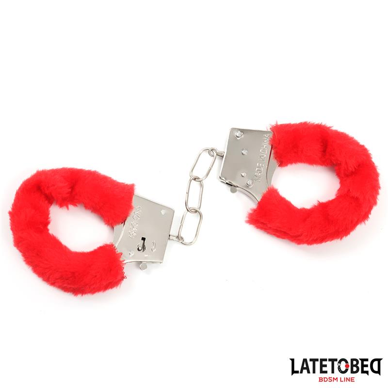 Esposas de Metal Furry con Pelo Rojo