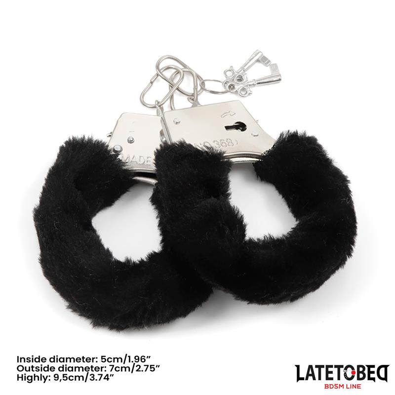 Esposas de Metal Furry con Pelo Negro