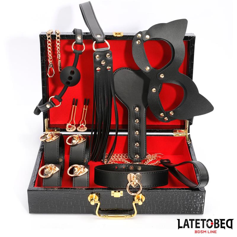 Kit Bondage de 8 Pz Cuero con Maletin de Almacenaje