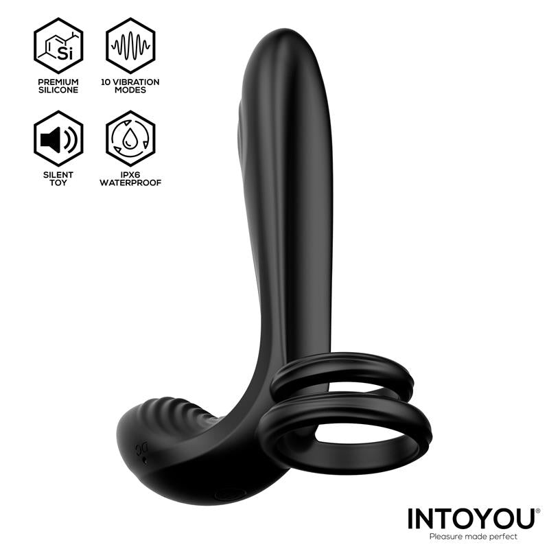 Synkox Girth Gainer con Doble Anillo para el Pene con Vibracion