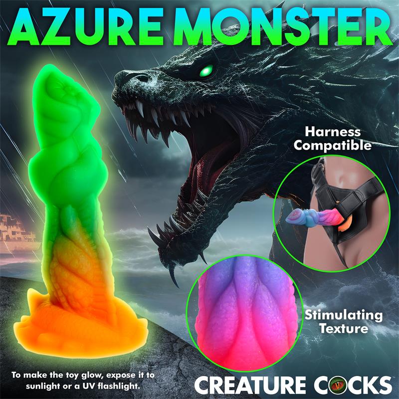Aqua Cock Dildo Brilla en la Oscuridad Silicona