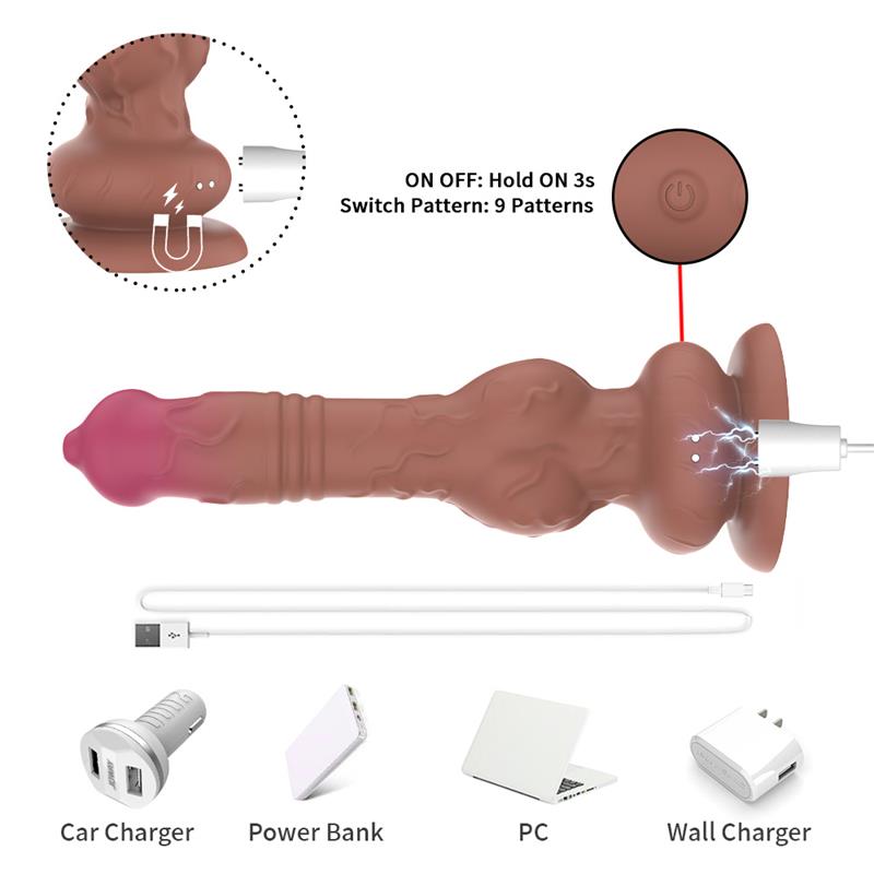 Dildo con Vibracion y Movimiento Thrusting