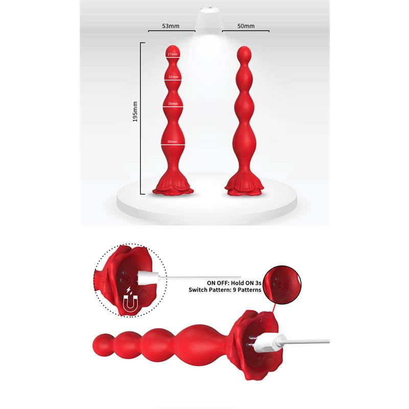 Cadena Anal con Vibracion Base de Rosa