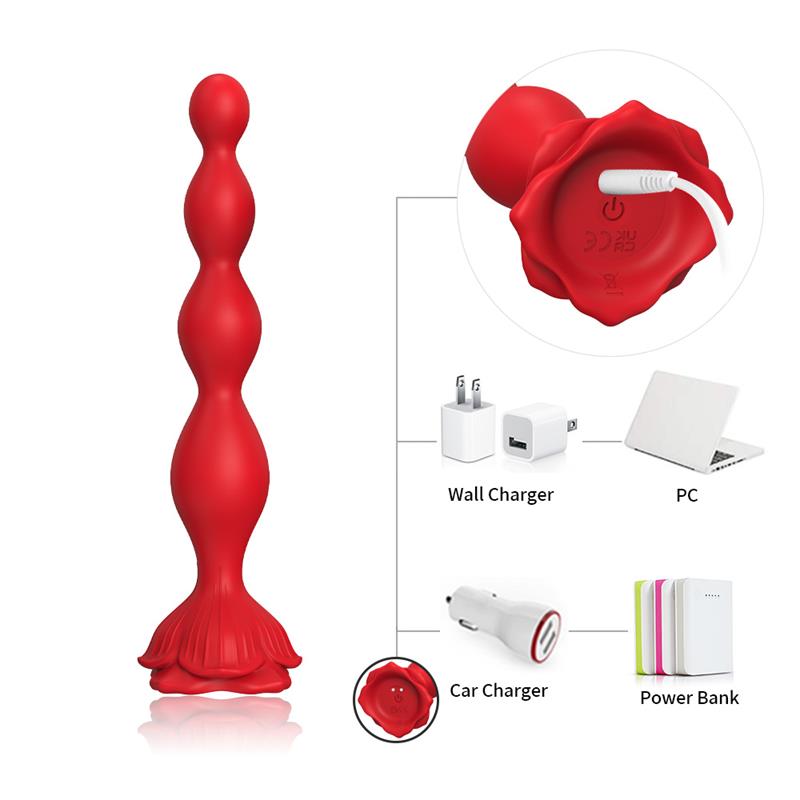 Cadena Anal con Vibracion Base de Rosa