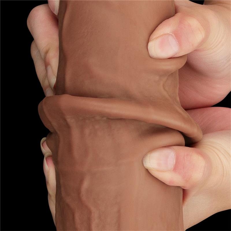 Dildo Dual Density Piel Deslizante Retractil 135