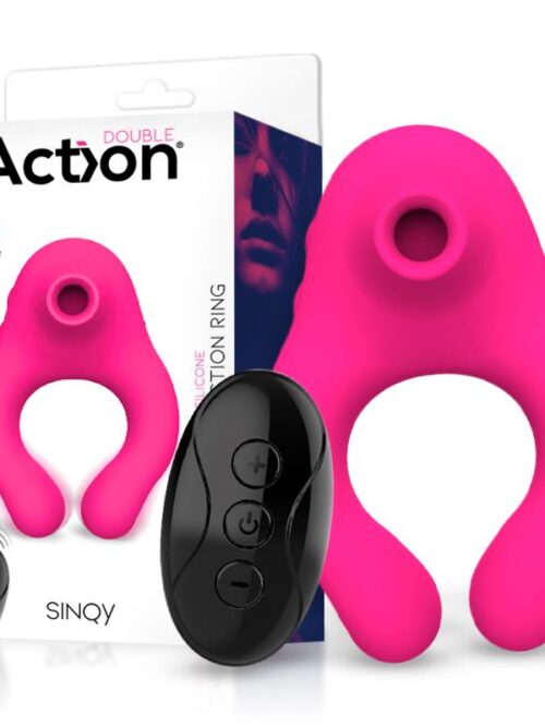 sinqy anillo vibrador con succionador de clitoris 3 motores con control remoto usb magnetico