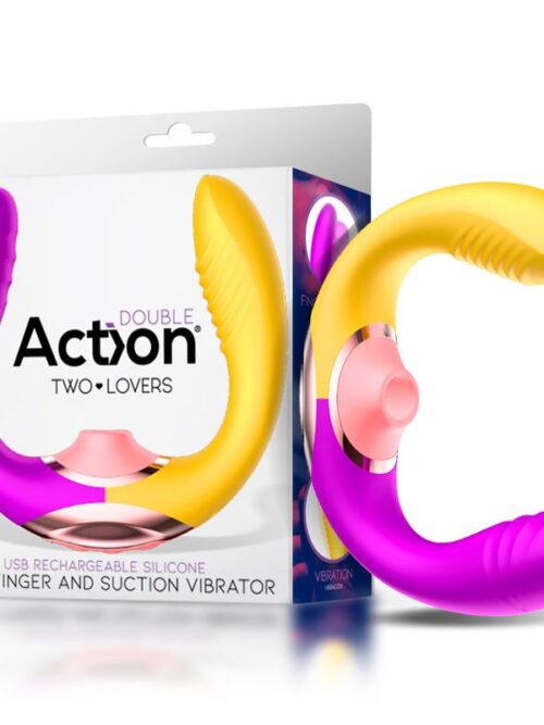 two lovers vibrador para parejas 3 in 1 con finger y lengua succionadora usb